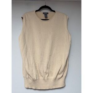 Mendocino Woman Beige Cotton Knit Sleeveless Vest‎ Top Sweater 2X